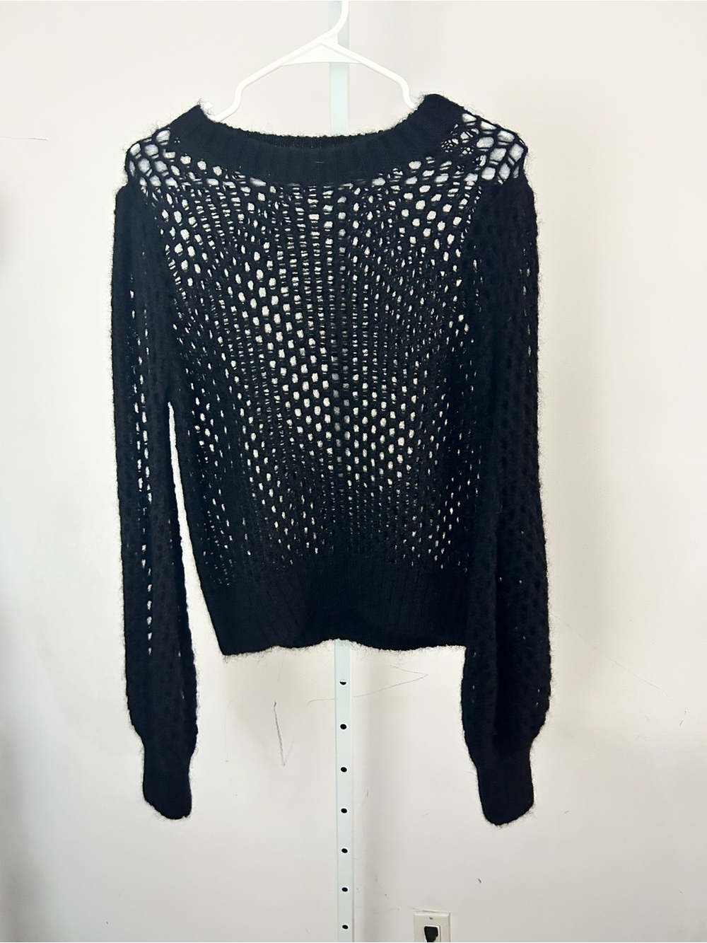 Zimmermann Black Open-Knit Crewneck Sweater